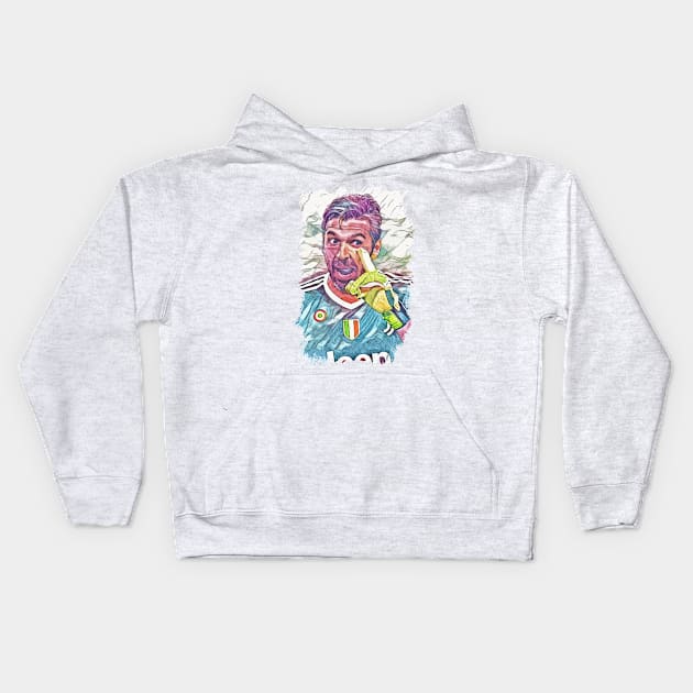 Buffon "NOT TODAY" Italian Legend - Abstract Portrait Kids Hoodie by Naumovski